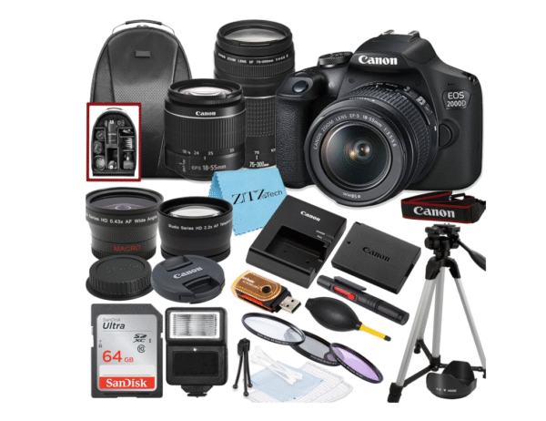 Canon EOS Rebel T7 DSLR Camera Bundle with 18-55mm Zoom Lens
